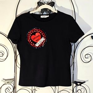 Moschino Vintage Black Shirt with Sequined "Drink Me"